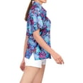 thumbnail image 2 of HAPPY BAY Button Down Shirt for Women Casual Summer Beach Party Blouses Shirt Hawaii Blouse Short Sleeve Tropical Vacation Hawaiian Shirts for Women L Floral, Blue, 2 of 6