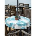 thumbnail image 2 of Outdoor Tablecloth with Umbrella Hole for Patio/Picnic/Party/Camping, Cyan Blue Leaves Waterproof Table Cloth Round Cover Washable, Summer Farmhouse Botanical Boho Branch (Dia 60"), 2 of 9