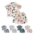 thumbnail image 2 of YUEHUA Cute Summer Outfits for Baby Boys Boys Hawaii Outfit 2Pcs Set Summer Beach Button Down Shirt Top + Shorts Kids,Size 4-5 Years, 2 of 4