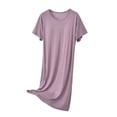 thumbnail image 2 of BUIGTTKLOP Womens Nightgown Short Sleeve Sleepshirt Scoop Neck Nightshirt Soft Comfy Sleepwear, 2 of 6