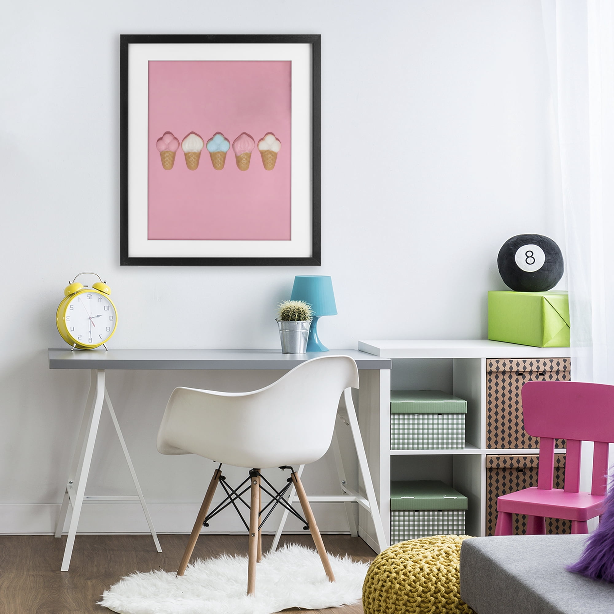 Stupell Industries Pink Ice Cream Candy Black Framed Print Under Glass, design by LISH Creative