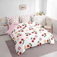 thumbnail image 3 of Manfei Kawaii Sweet Cherry 7-Piece Twin Bedding Sets,Cartoon Floral Blossom Bedding Comforter Set,Red White Green Sheet Sets For Girls Teens,Ultra Soft Home Decor Reversible, 3 of 8