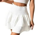 thumbnail image 1 of Jupes Courtes d'Été pour Femmes Taille Haute Ourlet à Volants Jupe Polyester Décontractée Mini Jupes pour Sortir, 1 of 5