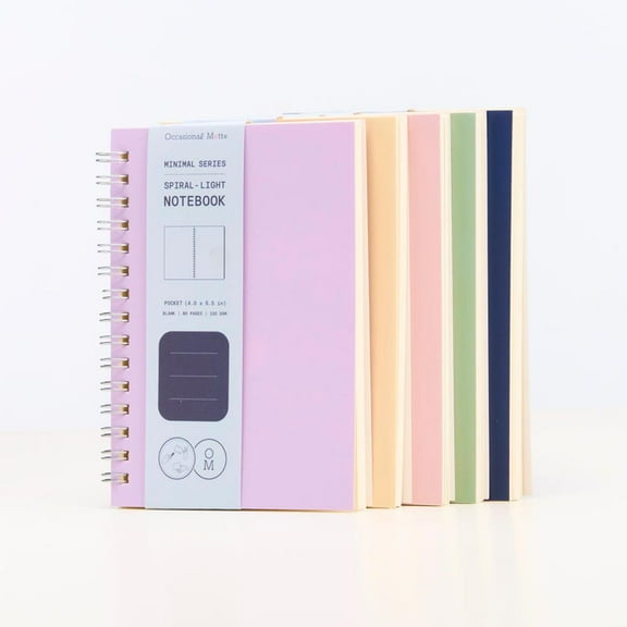 Set of 5 Pastel Spiral Notebook | Colorful Spiral Notebook | 80 pages 40 sheets | 100 gram paper | Occasional Motto A6 A5 B5 Sketchbooks