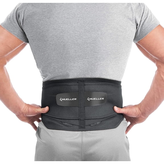 MUELLER Sports Medicine Adjustable Lumbar Back Brace with Removable Pad, Back Pain Relief Support for Men and Women, Ideal for Upper and Lower Back Pain, Sciatica, Scoliosis, Black