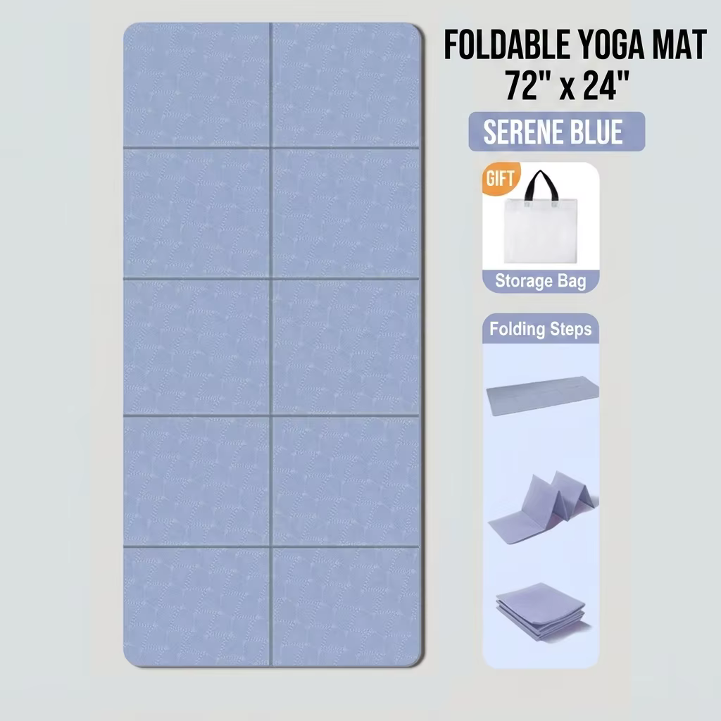 BLUE, variant on 72 * 24 inch Foldable Yoga Mat Sleep Mat Multi purpose Non slip Portable Moisture proof Outdoor Use