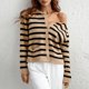 thumbnail image 3 of Suéter de cuello redondo de punto para mujer Suéter tipo cárdigan informal suelto con frente abierto FLhrweasw Nuevo, 3 of 7