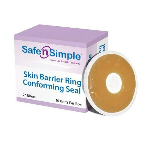 Conforming Adhesive Seals 2" Skin Barrier Ring - 2 Inch Flange, 2 Inch Diameter, 10 Count