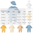 thumbnail image 4 of Teyfeniy 0.5-2T Toddlers Baby Rompers with Matching Hat 2 Piece Set Button Down Jumpsuits Long Sleeve Cute Comfy Casual Crew Neck Newborn Infant Outfit Set, 4 of 6