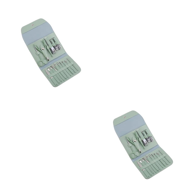Minnieouse Juego de cortaúñas para el hogar, accesorio profesional para recortar cutículas, Kit de tijeras de manicura con bolsa de Verde 2piezas
