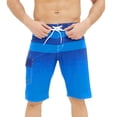thumbnail image 1 of Aayomet Mens Swim Trunks Summer Casual Striped Splicing Suit Waist Adjustable Drawstring Triangle Liner Pocket (Blue, 40), 1 of 5