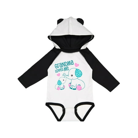 

Inktastic Grandma Loves Me-cute elephants Gift Baby Boy or Baby Girl Long Sleeve Bodysuit
