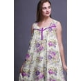 thumbnail image 2 of Bimba Purple Floral Leaves,Lilac & Peony Mid Calf Nightwear Ladies Cotton Printed Sleeveless Night Gown Maxi Dress X-Small, 2 of 6