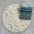thumbnail image 4 of Ox Bay Talia 4' Round Ivory Diamond Striped Wool Indoor Area Rug, 4 of 9