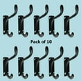 thumbnail image 2 of Renovator's Supply Black Wrought Iron Double Coat Robe Hooks 4 in. L Rustic Entry Way Hat or Jacket Hanger Wall Mount w/Screws Pack of 10, 2 of 7