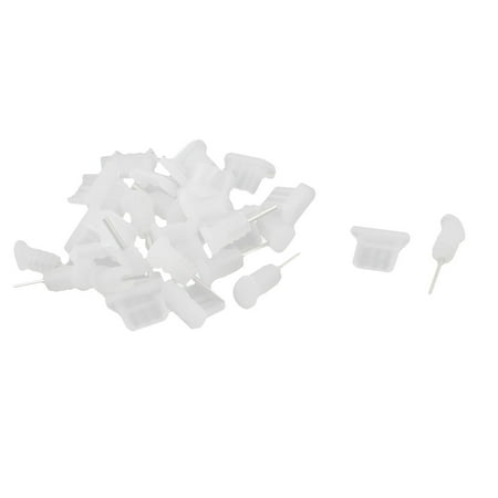 15 Pcs Clear White Plastic Micro USB Charger Earphone Anti Dust Cap Plug