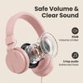 thumbnail image 3 of Pedoxline Kids Headphones 2 Pack for Boys Girls, Wired over Ear Headphones for School with Microphone, Foldable Stereo Wired Toddler Earphones 3.5mm Jack for School /PC/Mac/Tablet (Pink+Blue), 3 of 7