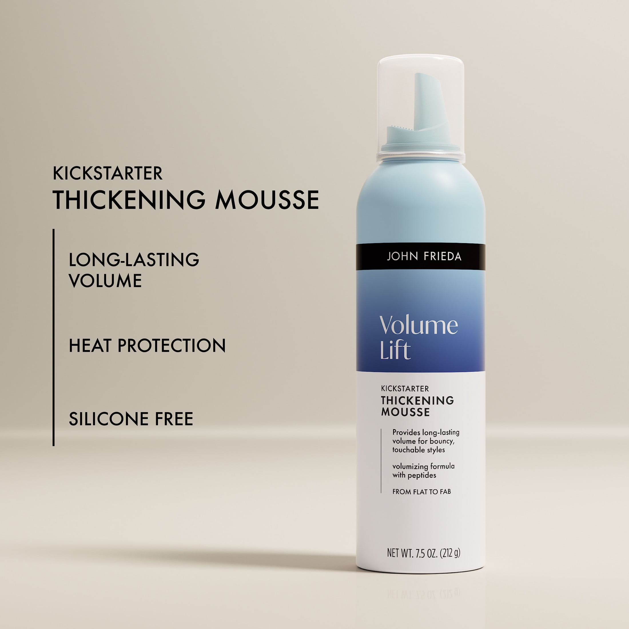 John Frieda Volume Lift Kickstarter Thickening Mousse, Volumizing Mousse For Fine Hair, 7.5 oz