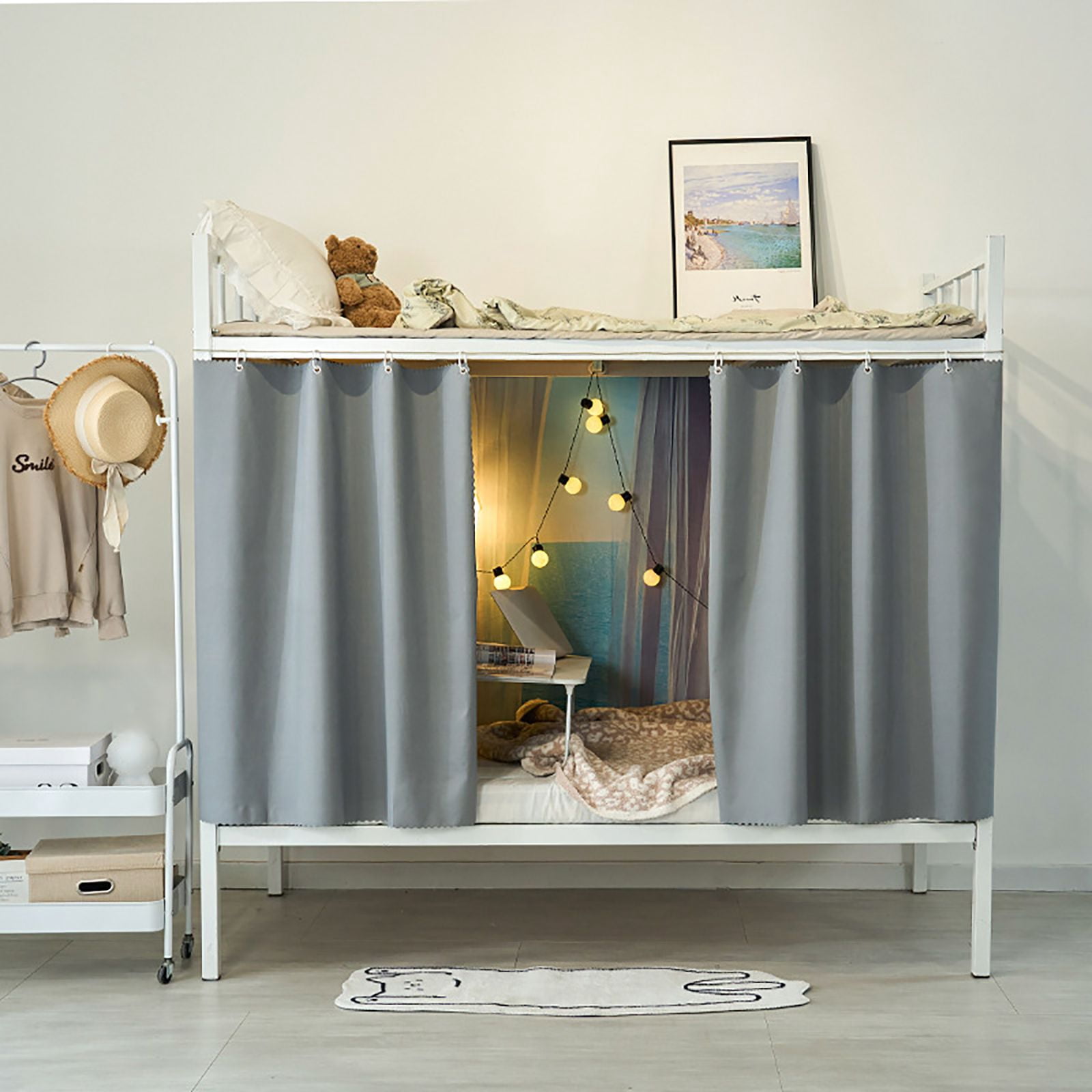 2 Panels Bottom Bunk Bed Curtains Privacy Curtains Breathable Dustproof Bed Blackout Curtains Privacy Cloth Panels Underbed Loft Bed Canopy Tent Curtain Shading Drapes for Dorm