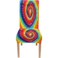 thumbnail image 3 of Psychedelic Art Chair Covers Set of 4 Colorful Tie Dye Abstract Pattern Swirl Stretch Spandex Kitchen Chair Slipcovers Removable Washable Geometric Parsons Chair Cover, 3 of 5