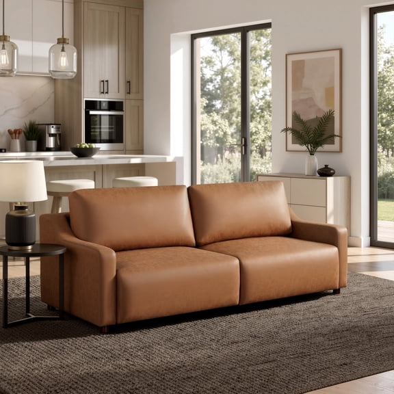 Serta Giles Modern Style Convertible Sofa, Brown Fabric