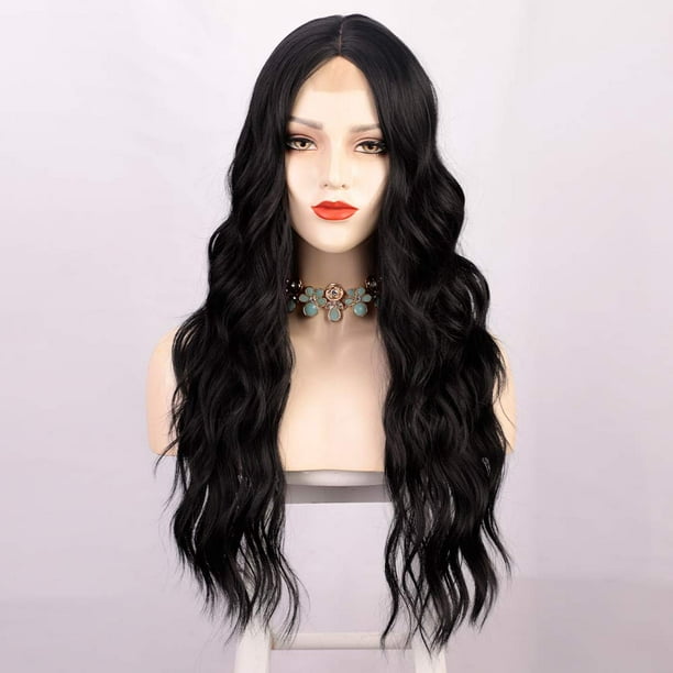 Long Black Wavy Wigs for Women Side Part Wig Natural Looking Synthetic Heat  Resistant Fiber Wigs Hair for Daily Party Use - AliExpress