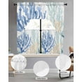 thumbnail image 3 of Coral Blue Green Beige Kitchen Curtains Sets 24 Inch Length with Valance, Summer Coastal Ocean Plant Swag Valances and Tiers Curtain Set Drapes Swag Curtains for Living Room, Bathroom, Bedroom, Cafe, 3 of 6