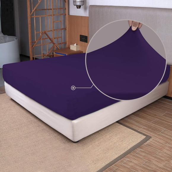 Sábana bajera ajustable N&Y HOME de punto elástico en 4 direcciones, color morado