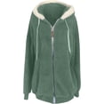 thumbnail image 3 of Fuzzy Fleece Jackets for Women Plus Size Full Zip Oversized Winter Warm Coats Puffy Sherpa Color Block Patchwork Cardigan Sweatshirt Outerwear with Pockets, 3 of 4