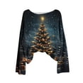 thumbnail image 4 of Enjoytime Christmas Women Sweaters Printed Round Neck Knitted Long Sleeve Blouse Fall Winter Fashion Pullover Tops Blue XL, 4 of 4