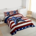 thumbnail image 3 of Homewish Cartoon Blue Stars Bedding Comforter Set for Kids, Red Stripes Line Twin Comforter Sets, Vintage American Flag Reversible Bedding Set, Super Cozy Room Decor, 2 Pieces, 3 of 8