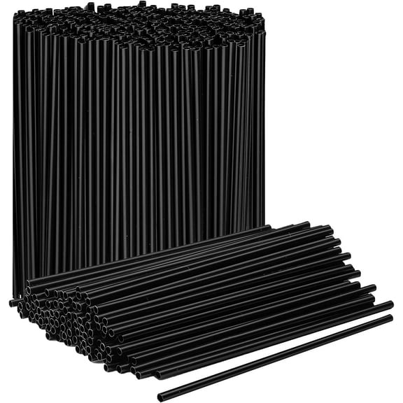 Topboutique 8 Inch Plastic Sip Stirrers/Straws -Coffee Stir Sticks, Disposable Stir Sticks for Coffee & Cocktail - Black [500 Bulk Pack]