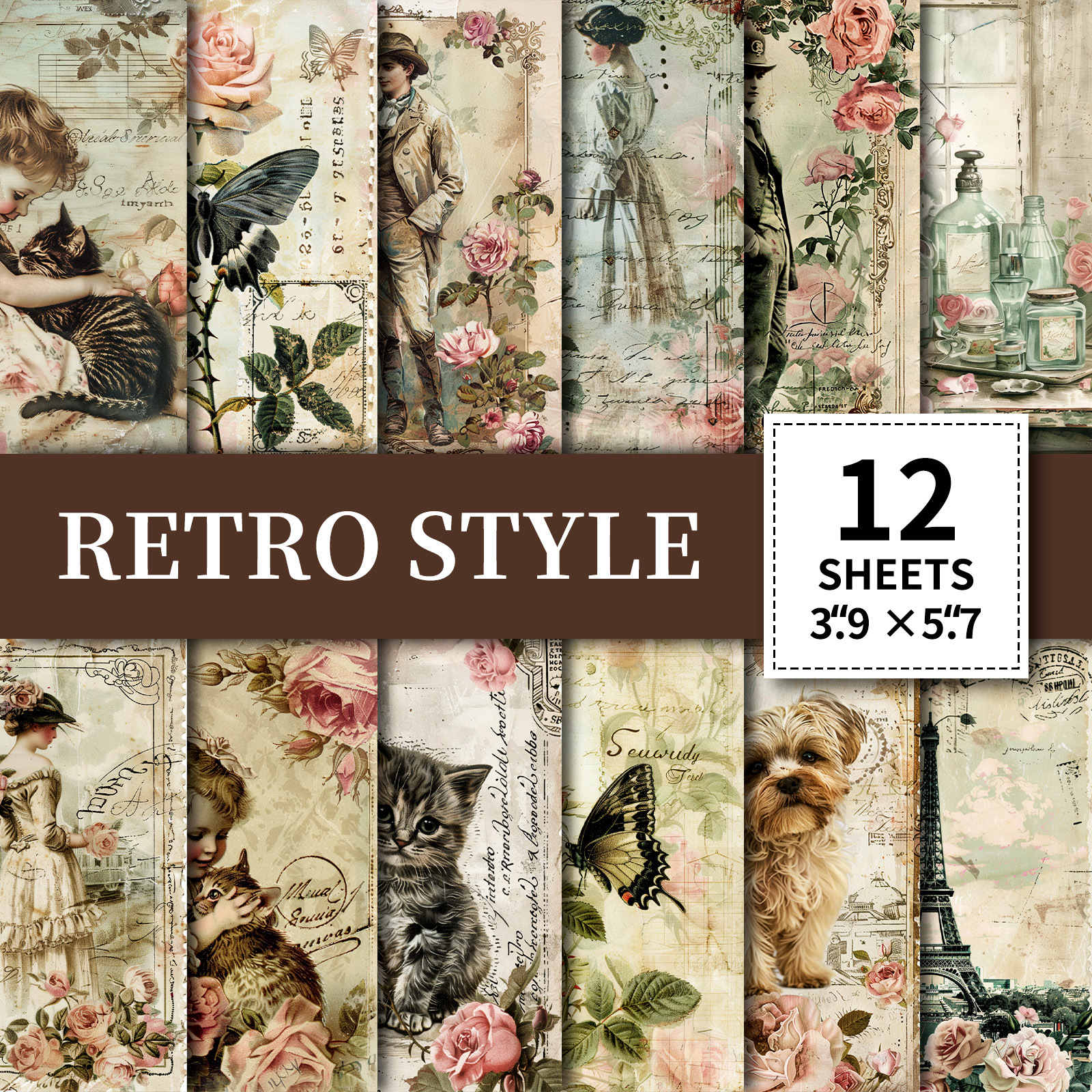 Medieval English Romance City Theme Paper - 12 Sheets French Vintage Background for Scrapbooking and Journals