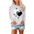 thumbnail image 3 of VKOYWKM Womens Valentine Shirts Cute Heart Print Long Sleeve T-Shirts Casual Crew Neck Holiday Tops Classic Romantic Valentine Clothes, 3 of 5