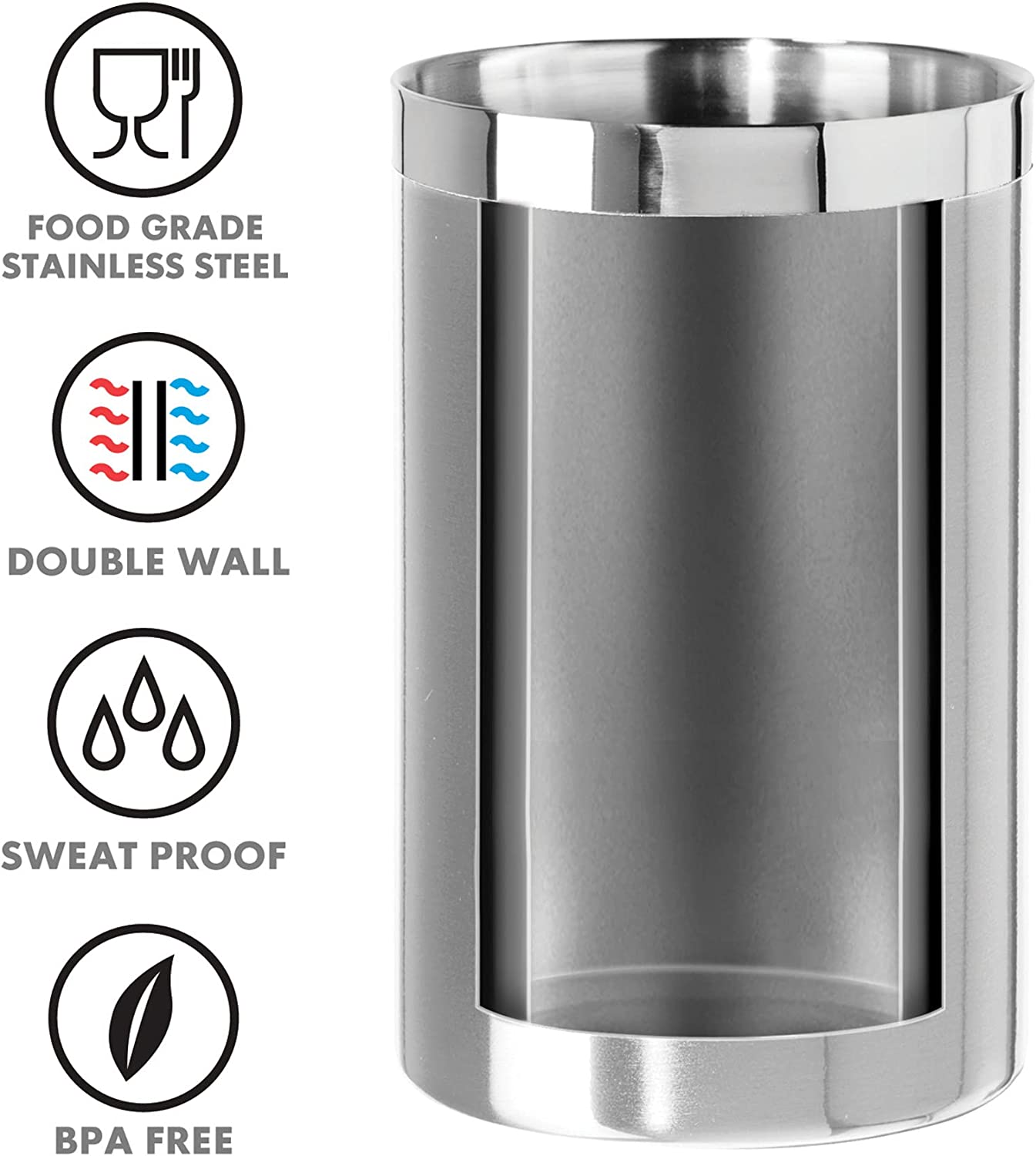 Stainless Steel Ice Bucket with Integrated Scoop Holder, Double-Walled Insulated Ice Bucket with Lid & Scoop, Modern Black & Silver Bar Tool for Party