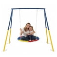 thumbnail image 3 of Kdymod 440lbs 40" Saucer Swing with Frame for Kids Outdoor, Heavy Duty Metal Swing Set with Adjustable Ropes & Ground Anchors, A-Frame Backyard Playset for Playground, Toddlers Ages 3+, Blue, 3 of 7