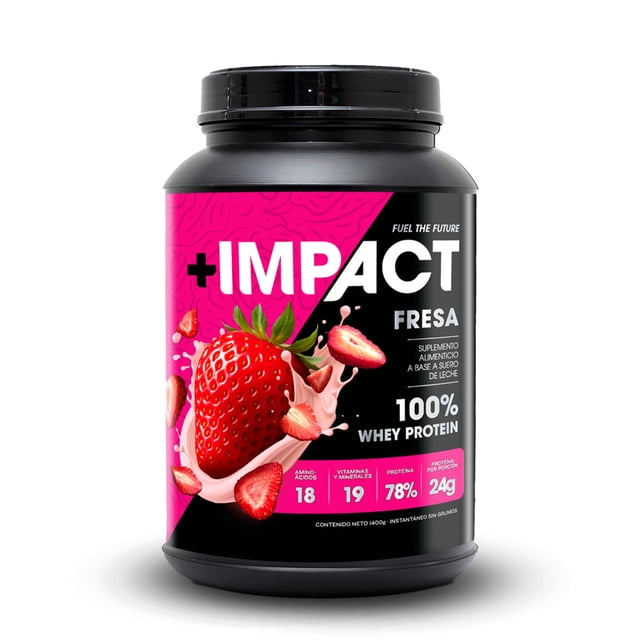 Proteína Whey Sabor Fresa +Impact 1.4 kg 24 g de Proteína por Porción | Alta Pureza y Fácil Digestión