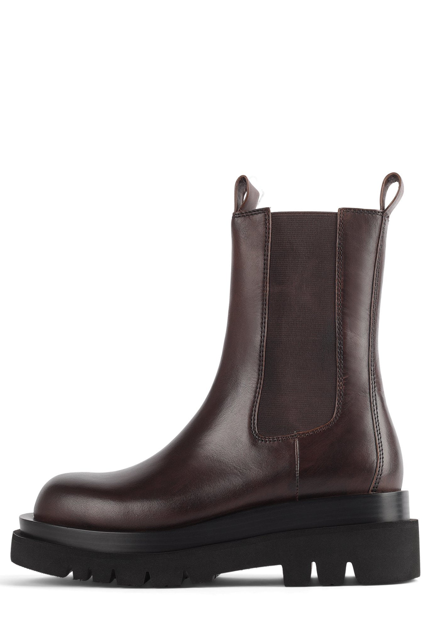 Jeffrey Campbell Tanked Mid Calf Chelsea Boot DARK BROWN Moto Boots ...