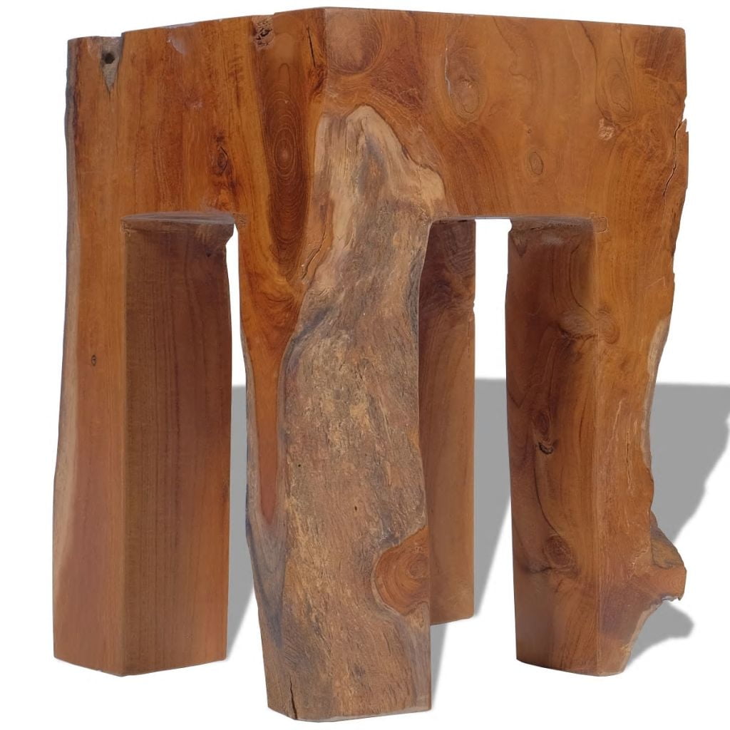 Kepooman 11.8" Modern Solid Teak Wood Square Side Accent Table Plant Flower Stand for Patio Living Room Bedroom, Brown