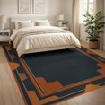 thumbnail image 3 of ODIKA 8'x10' Washable Area Rug Non-Slip Chair-Friendly Mat Shapes Minimalist Border Brushstroke Interlocking Abstract Mid Refined for Dining Room, Large Office, Lounge, 3 of 7