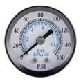 thumbnail image 1 of Manómetro axial, 0-160 psi/0-10 bar, carcasa de hierro inoxidable, montaje inferior NPT de 1/8", manómetro de aire, manómetro de agua, manómetro hidráulico, presostato de aceite, 1 of 4