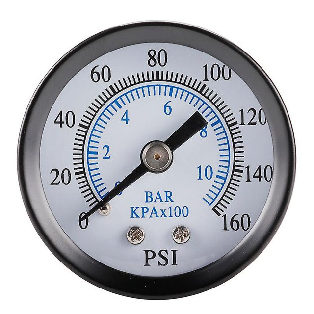Manómetro axial, 0-160 psi/0-10 bar, carcasa de hierro inoxidable, montaje inferior NPT de 1/8", manómetro de aire, manómetro de agua, manómetro hidráulico, presostato de aceite