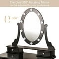 thumbnail image 1 of Kojooin Makeup Vanity Set with Mirror and Stool - Wood Dressing Table with Oval Mirror and Lights, 3 Colors Lighting Modes, Vanity Table with 5 Drawers, 1 of 7