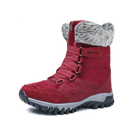 

SIMANLAN Women s Comfortable Round Toe Flat Ankle High Eskimo Winter Faux Fur Snow Boots