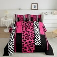 thumbnail image 2 of Erosebridal Leopard Print Comforter Sets Twin Size, Black Pink Comforters & Duvets, Geometry Stripe Decor, Women, 2 of 7