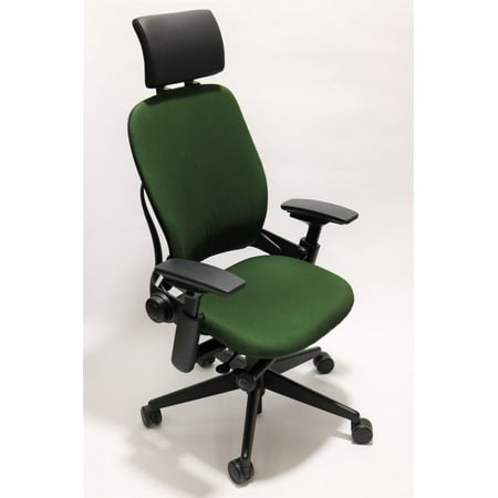 Steelcase Leap Chair V2 Green Fabric With Headrest