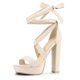 thumbnail image 1 of Sandalias De Tacones De Plataforma con Cordones para Mujer Beige 41, 1 of 7