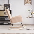 thumbnail image 6 of SYNGAR Modern Rocking Chair, Nursery Chair Teddy Fabric Upholstered Glider Rocker Comfy Accent Chair with High Backrest and Wood Curved Base for Living Room, Bedroom, Office, Cream, 6 of 12