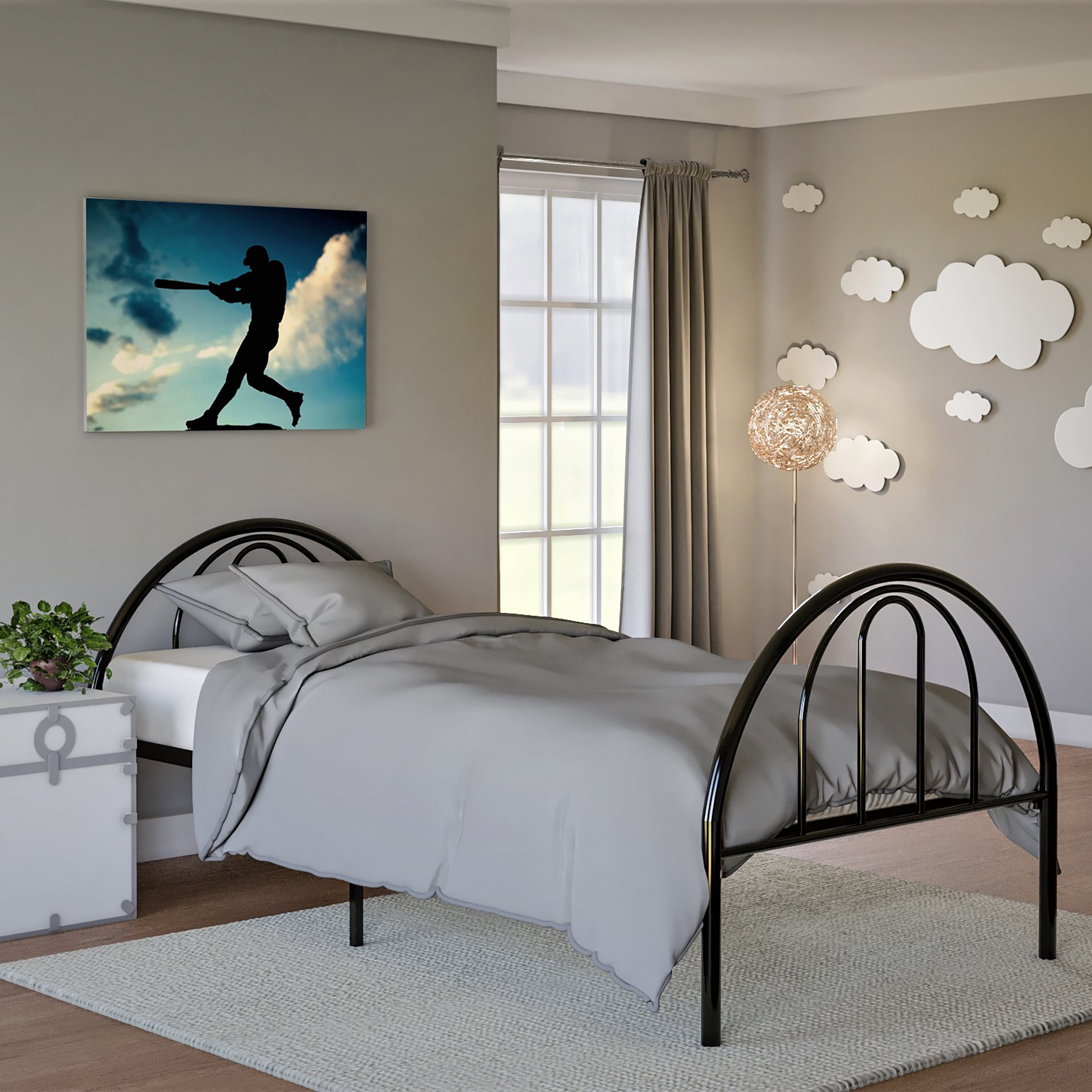 BK Furniture Brooklyn Metal Twin Bed, Black