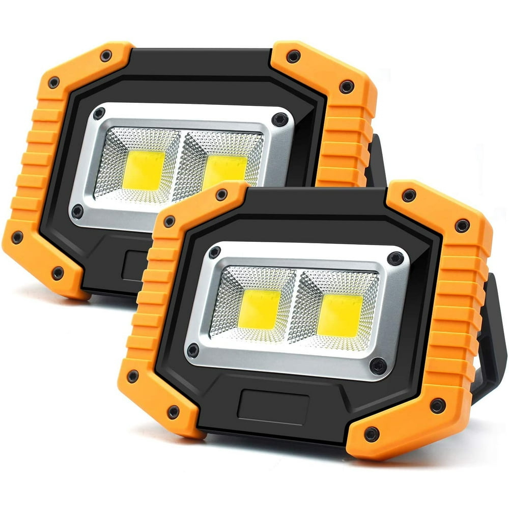 Portable 2 COB LED Work Light, 30W 1500LM Rechargeable Waterproof COB